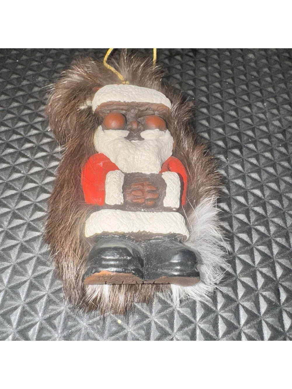 Vtg Alaskan Wooden Carved Eskimo Santa Christmas Ornament Nuni Doll Signed Kiana